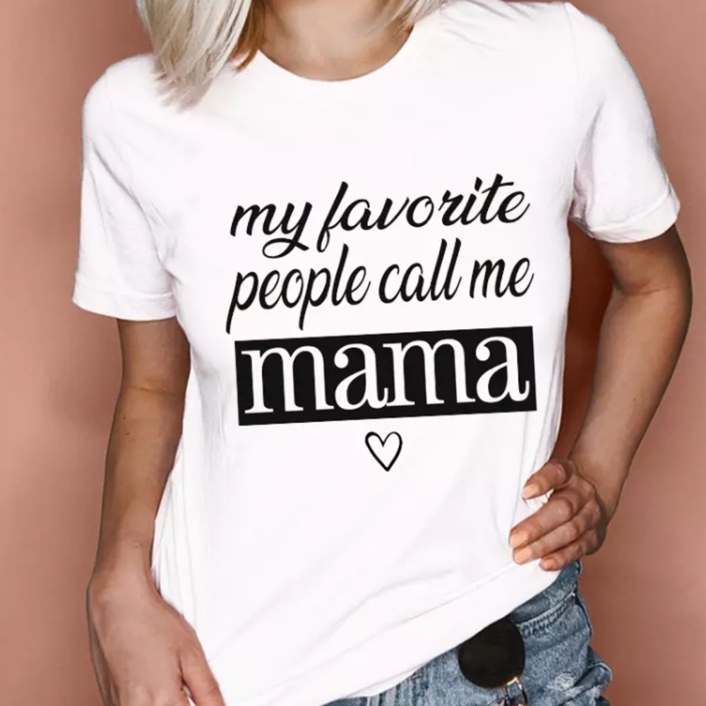 New Mama Large White & Black Short Sleeve Tee